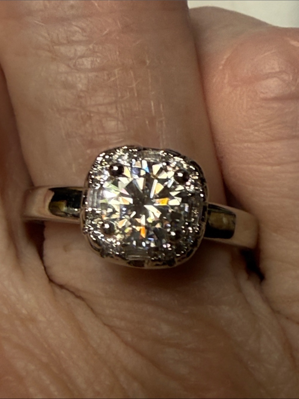 GRA CERTIFIED MOISSANITE DIAMOND 1 CT Cushion Halo Solitaire Ring 925 Sterling - Picture 2 of 9